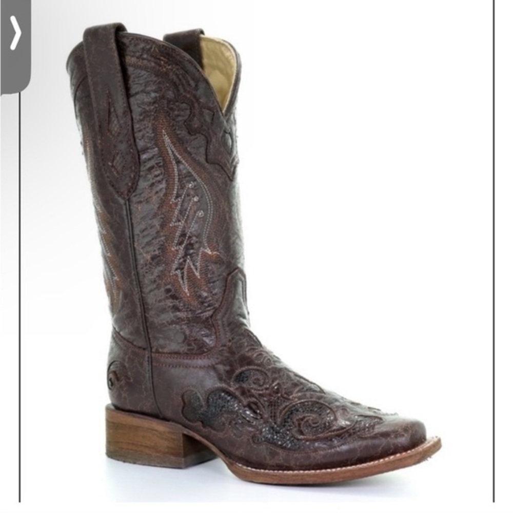Corral Python Inlay Square Toe Western Boots Size… - image 1